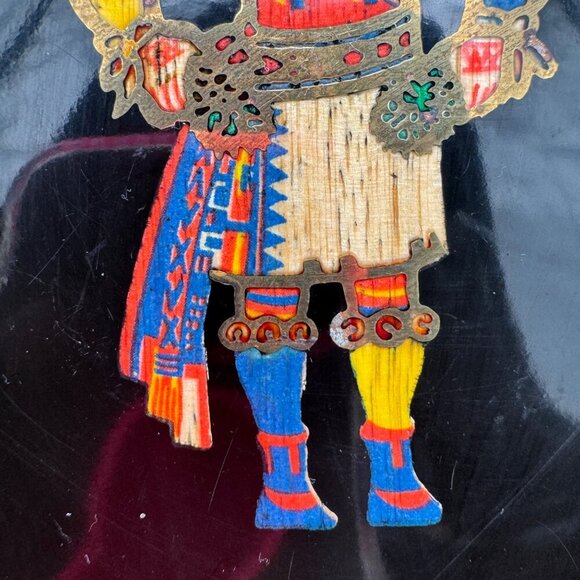 Couroc Hummingbird Kachina Bowl Inlaid Wood and Brass Monterey CA Vintage MCM - Picture 6 of 6